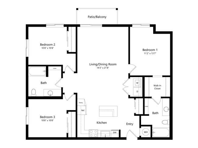 3 Bed C1 02-202 floor plan